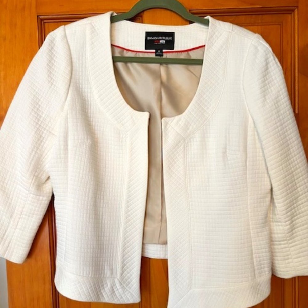 Banana Republic Cropped White Blazer